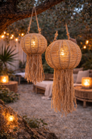 ibiza solar lamp, solar hanglamp tuin, boho buitenlamp, jute solar lamp, solar verlichting tuin, ibiza tuinlamp, buitenlamp zonne energie